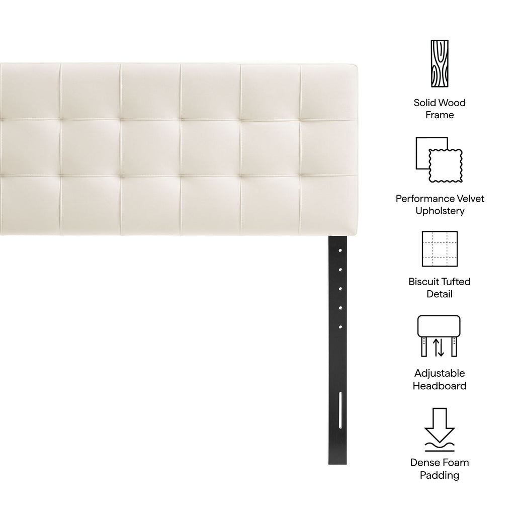Lily Stain-Resistant Performance Velvet Queen Size Headboard - Alabaster