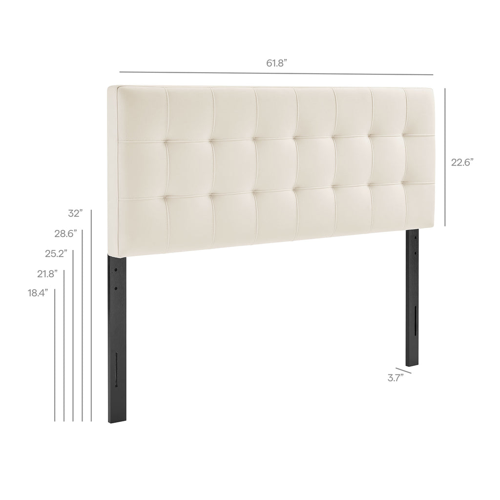 Lily Stain-Resistant Performance Velvet Queen Size Headboard - Alabaster