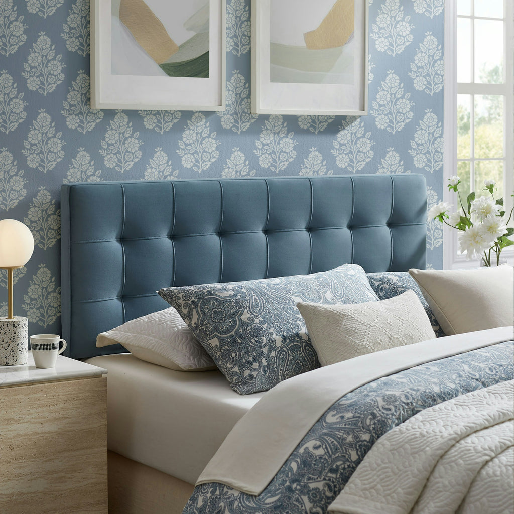 Lily Stain-Resistant Performance Velvet Queen Size Headboard - Cadet Blue