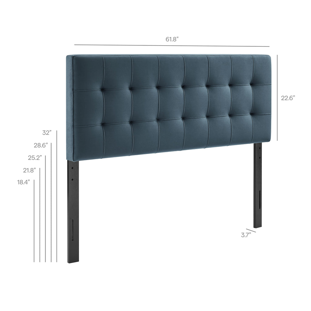 Lily Stain-Resistant Performance Velvet Queen Size Headboard - Cadet Blue