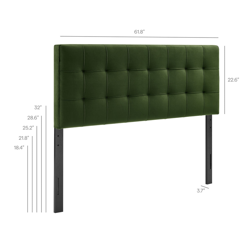 Lily Stain-Resistant Performance Velvet Queen Size Headboard - Moss Green