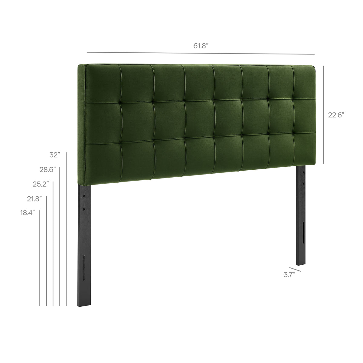 Lily Stain-Resistant Performance Velvet Queen Size Headboard - Moss Green