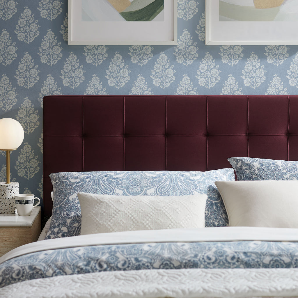Lily Stain-Resistant Performance Velvet Queen Size Headboard - Mulberry