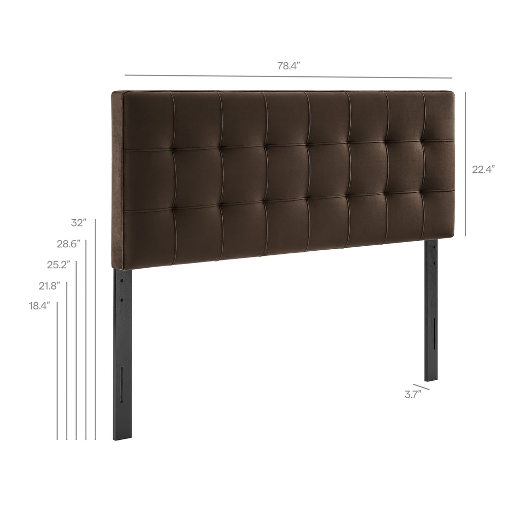 Lily Stain-Resistant Performance Velvet King Size Headboard - Chocolate Brown