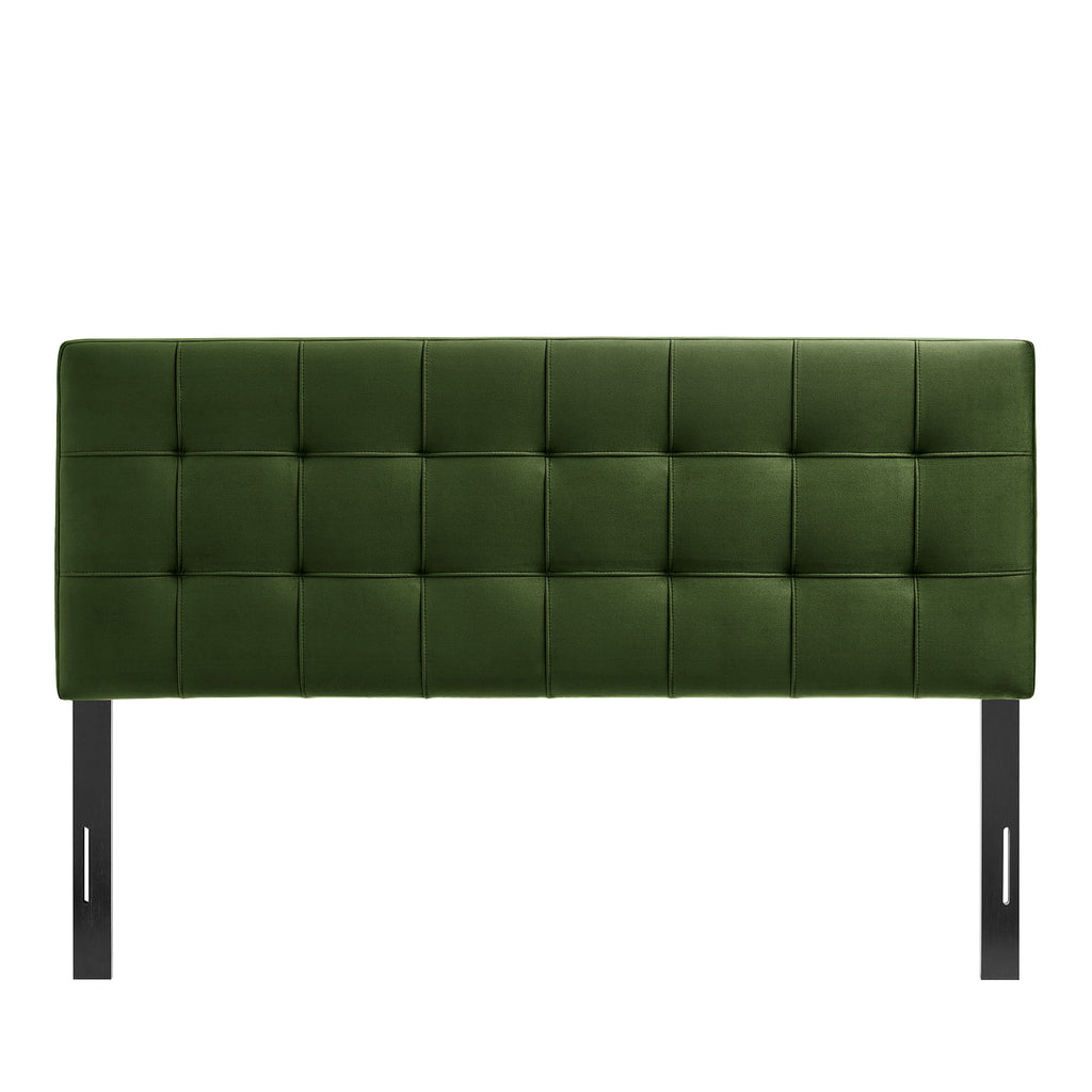 Lily Stain-Resistant Performance Velvet King Size Headboard - Moss Green