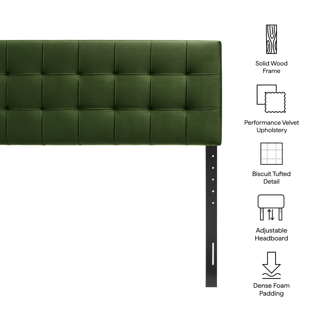 Lily Stain-Resistant Performance Velvet King Size Headboard - Moss Green
