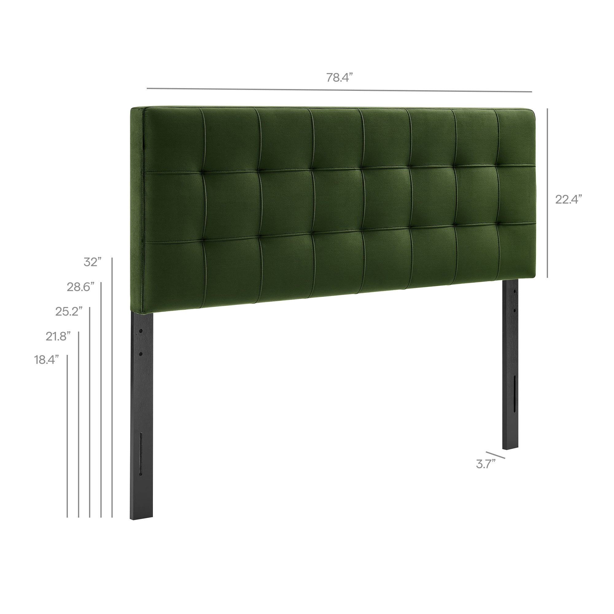 Lily Stain-Resistant Performance Velvet King Size Headboard - Moss Green