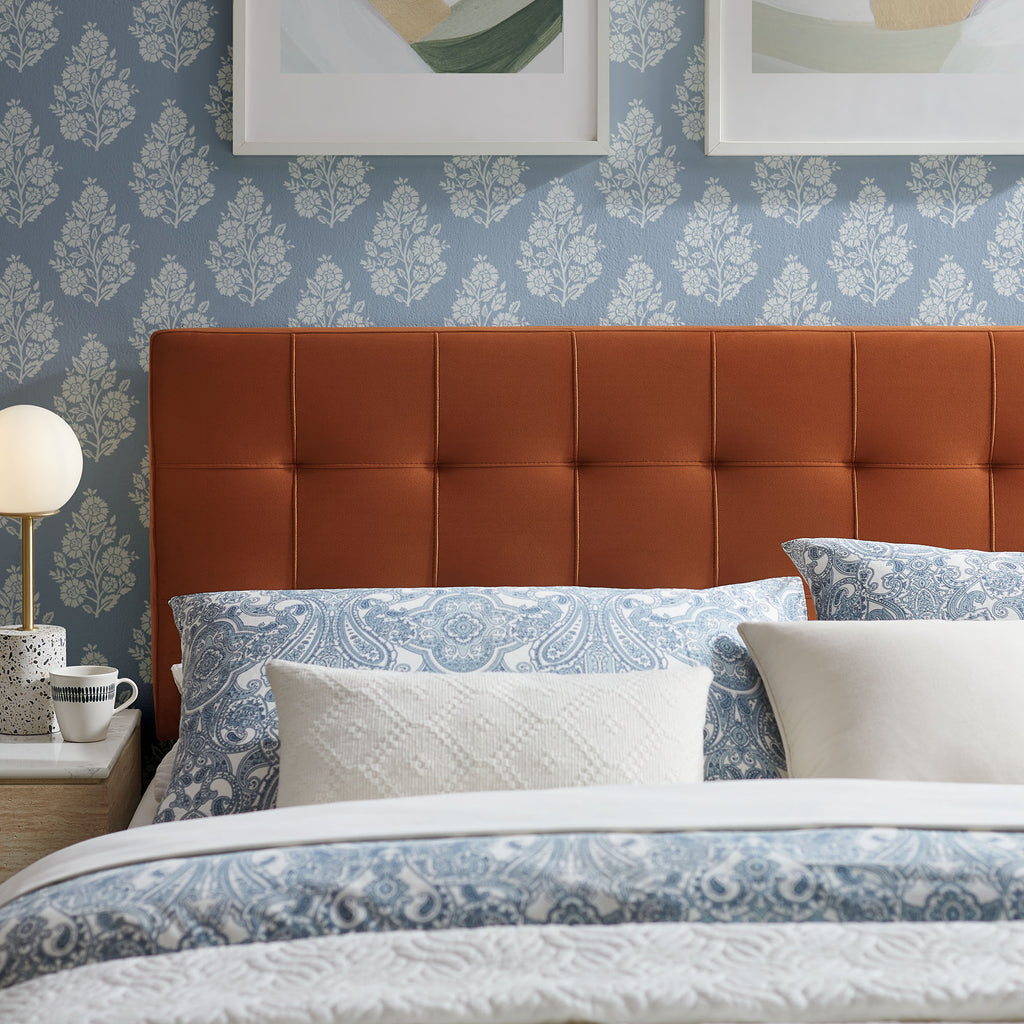 Lily Stain-Resistant Performance Velvet King Size Headboard - Rust
