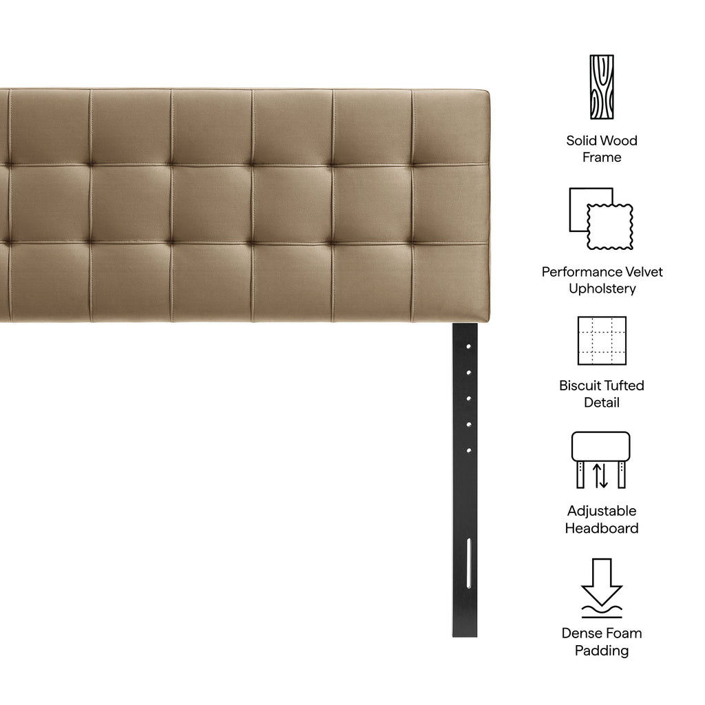 Lily Stain-Resistant Performance Velvet King Size Headboard - Taupe
