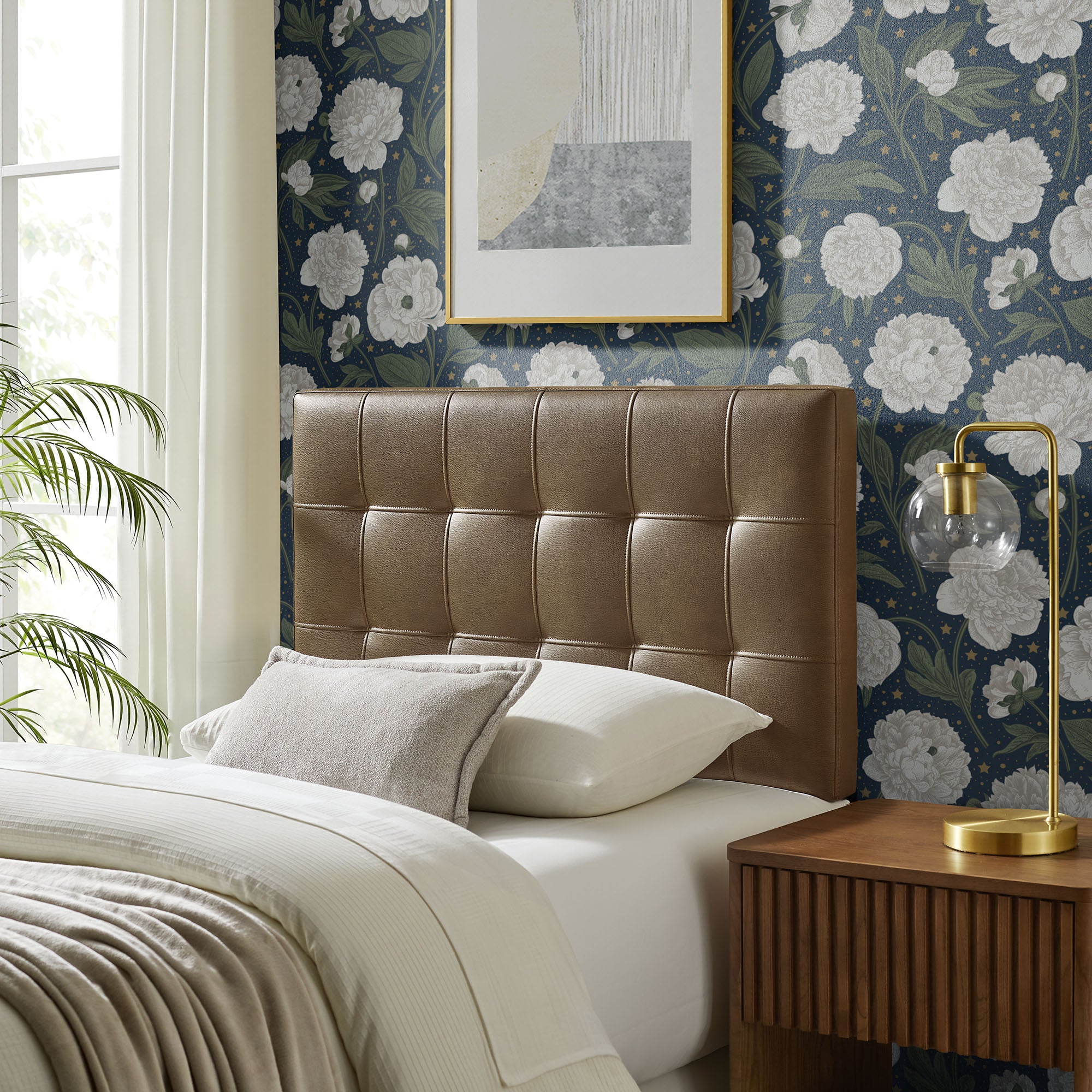 Lily Vegan Leather Twin Size Headboard - Mushroom