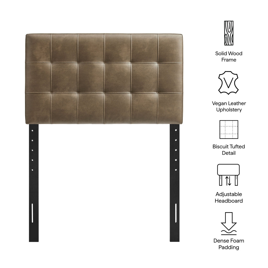Lily Vegan Leather Twin Size Headboard - Mushroom
