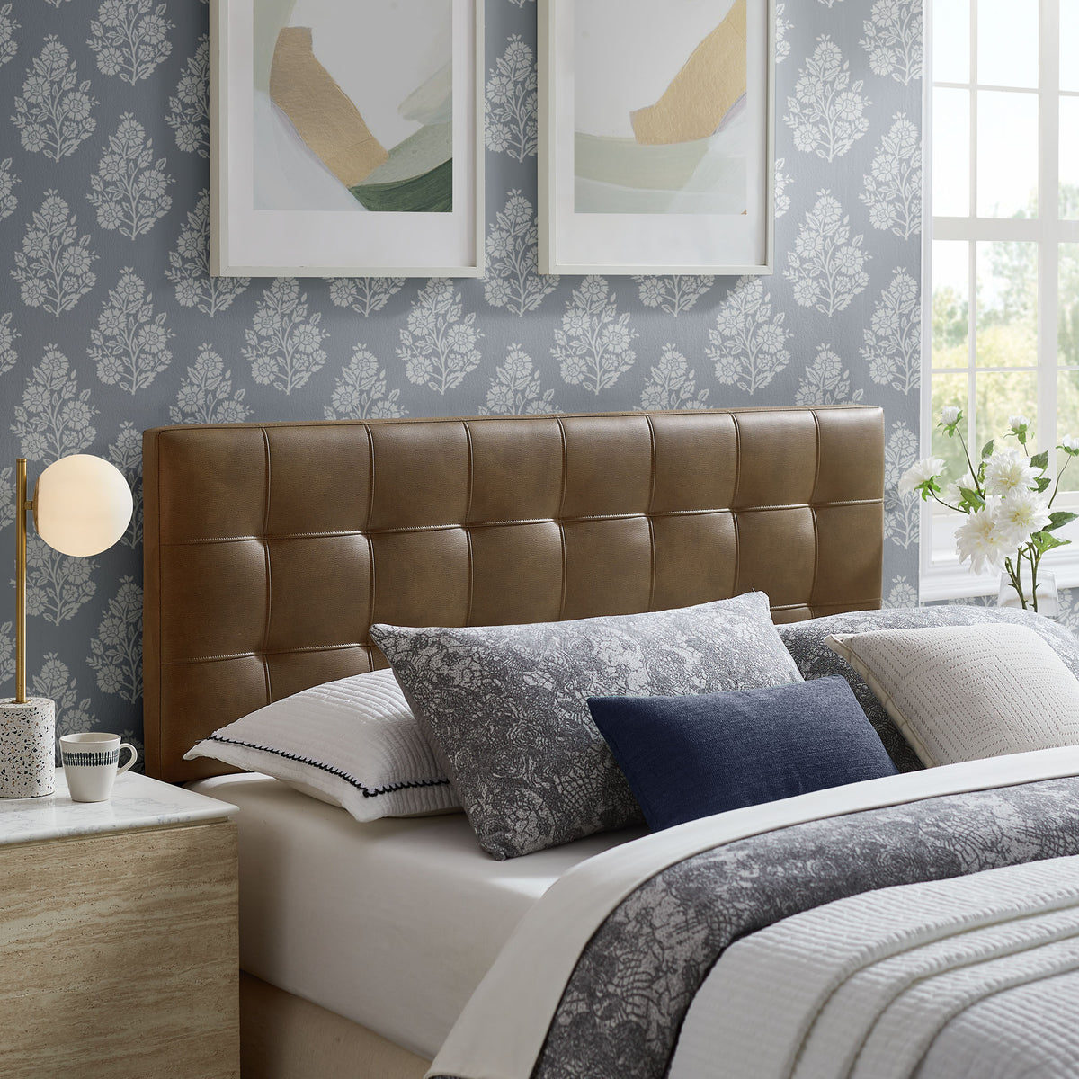 Lily Vegan Leather Queen Size Headboard - Mushroom