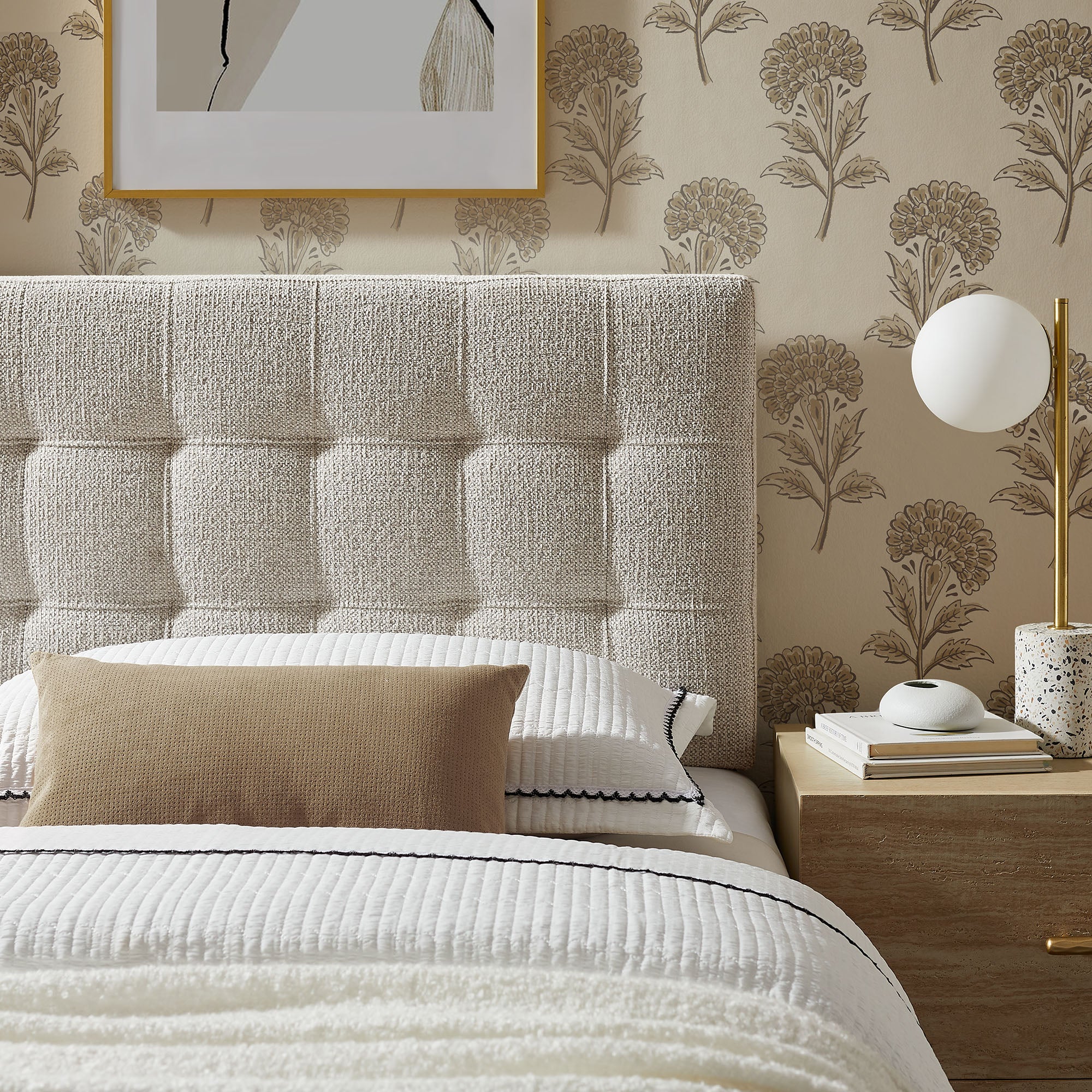 Lily Upholstered Twin Size Headboard - Dove