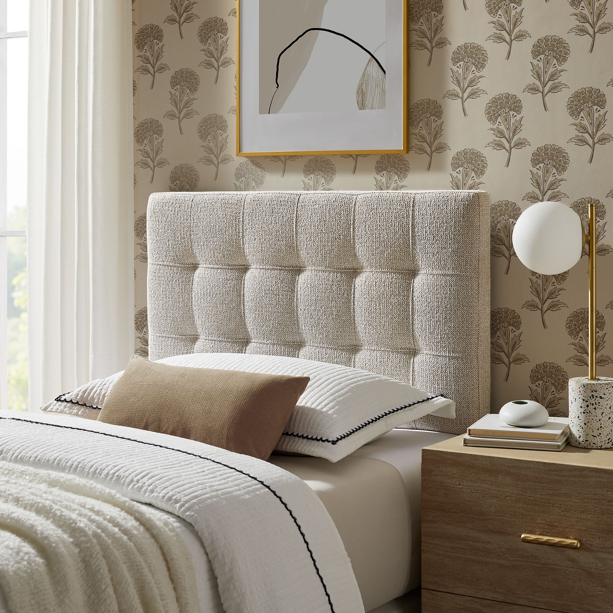 Lily Upholstered Twin Size Headboard - Dove