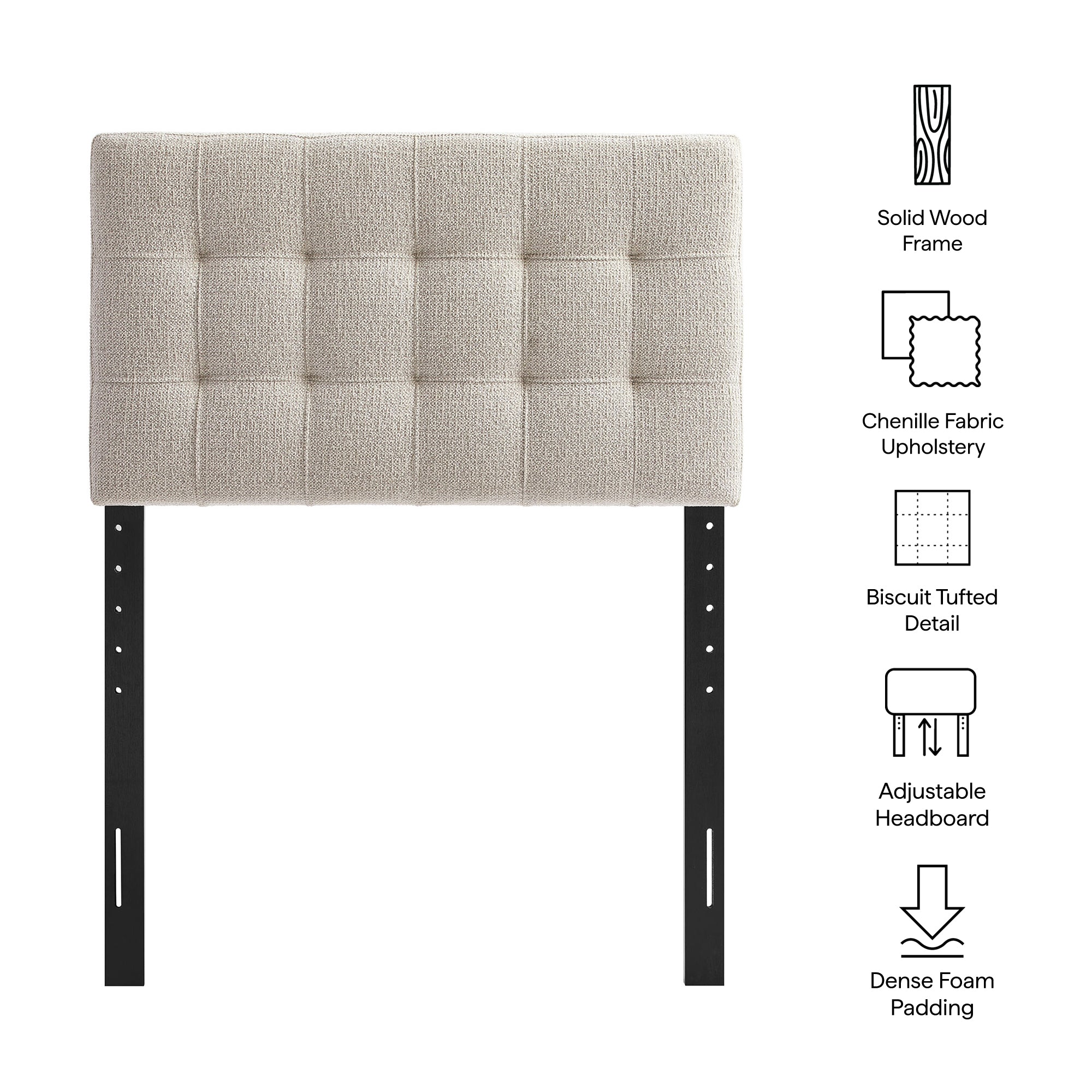 Lily Upholstered Twin Size Headboard - Dove