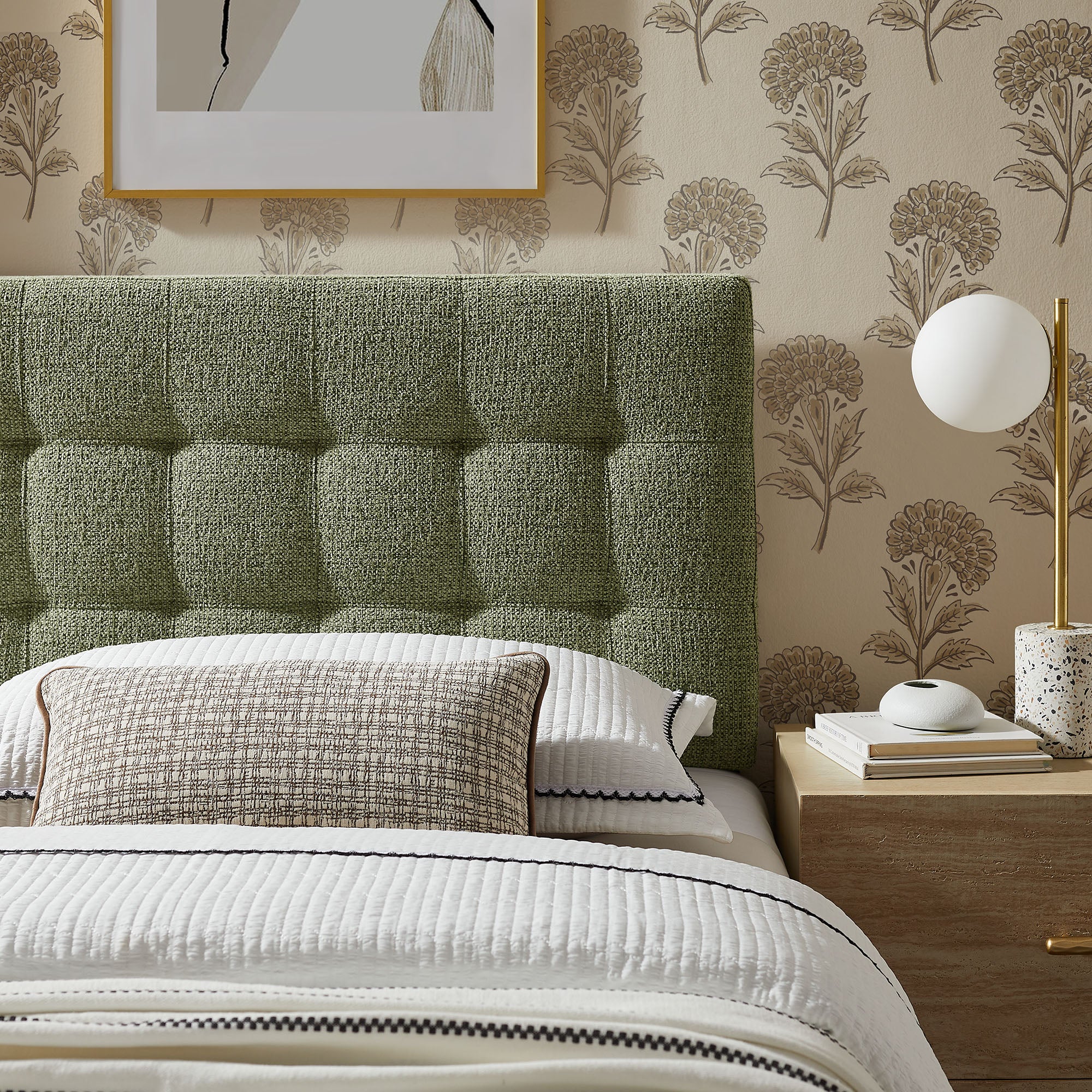 Lily Upholstered Twin Size Headboard - Leaf