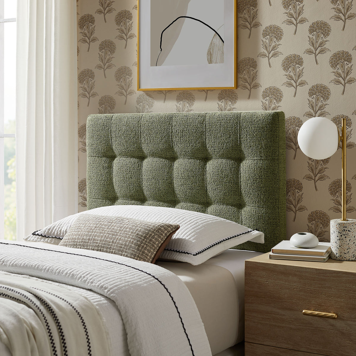 Lily Upholstered Twin Size Headboard - Leaf