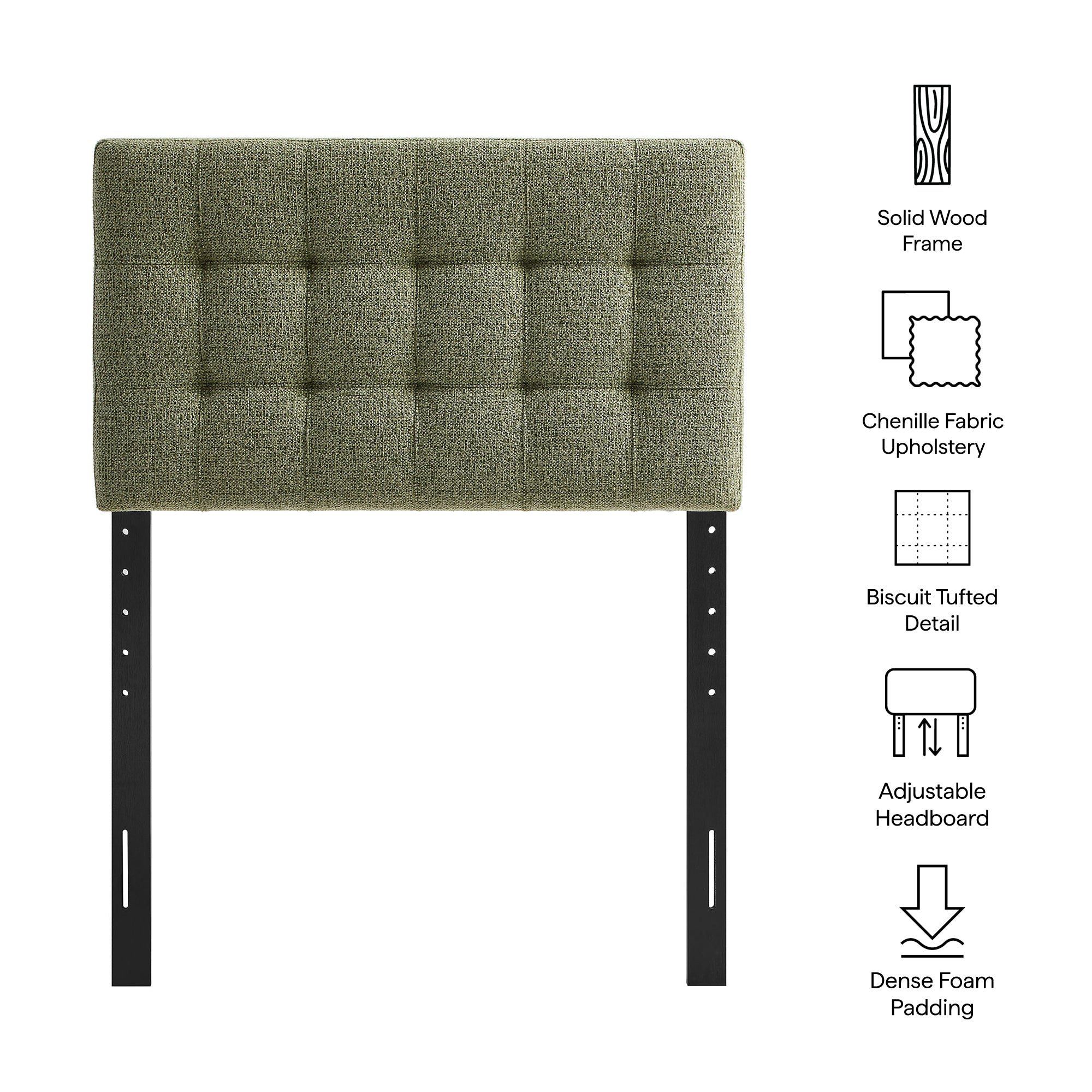 Lily Upholstered Twin Size Headboard - Leaf