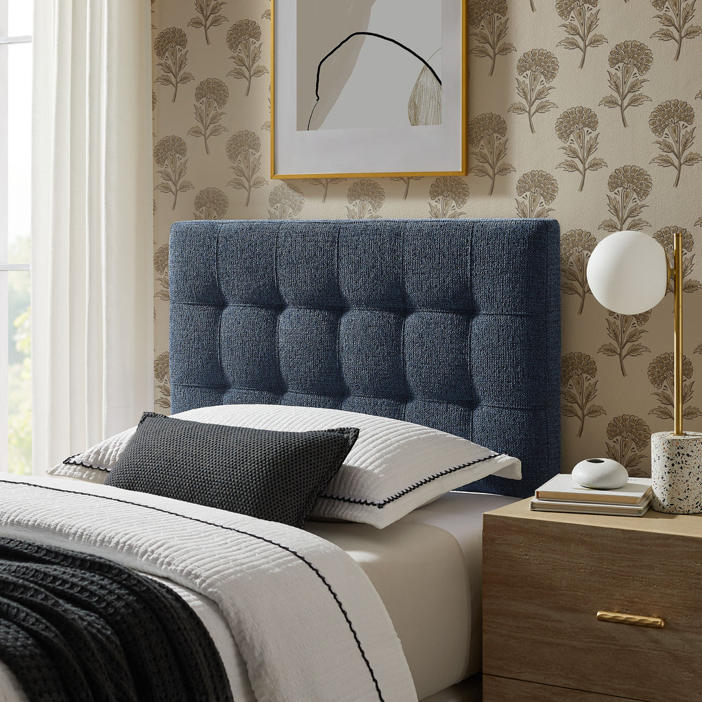 Lily Upholstered Twin Size Headboard - Navy Chenille