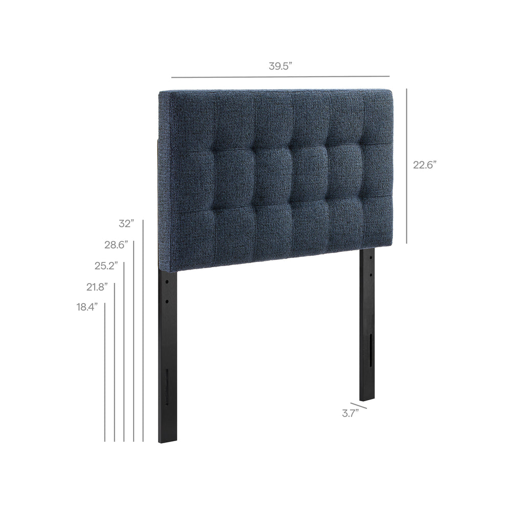 Lily Upholstered Twin Size Headboard - Navy Chenille