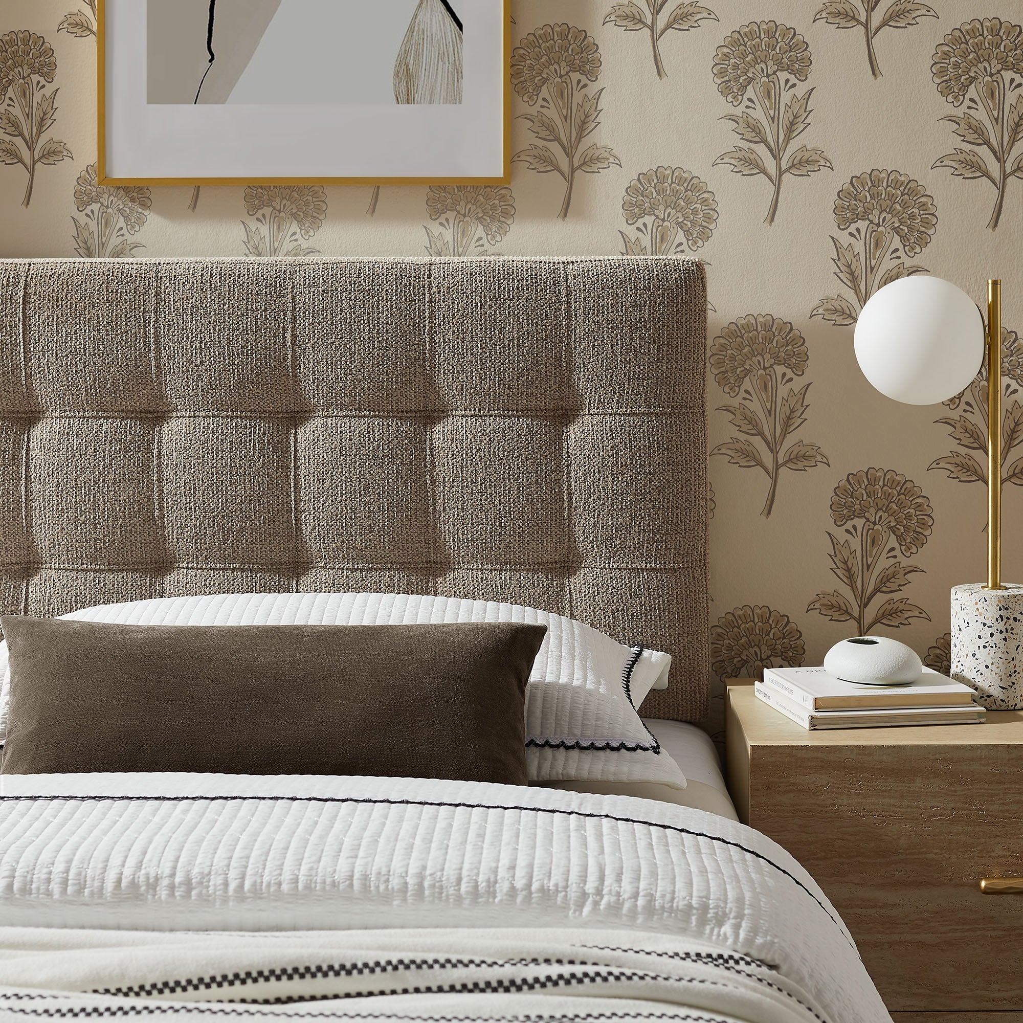 Lily Upholstered Twin Size Headboard - Taupe