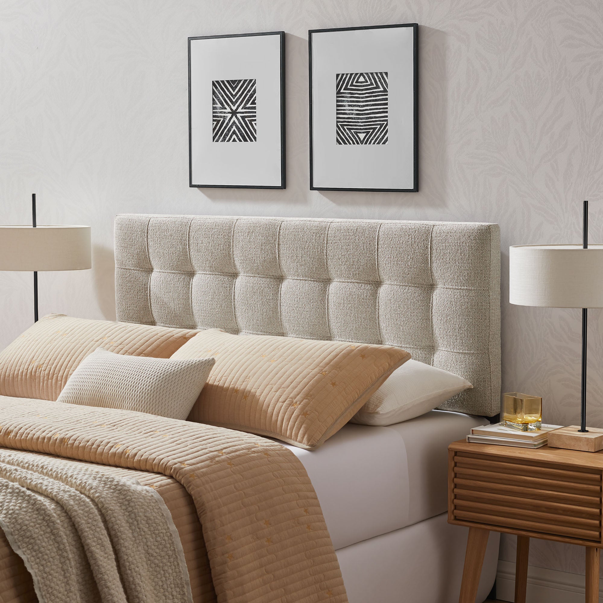 Lily Upholstered Full Size Headboard - Dove