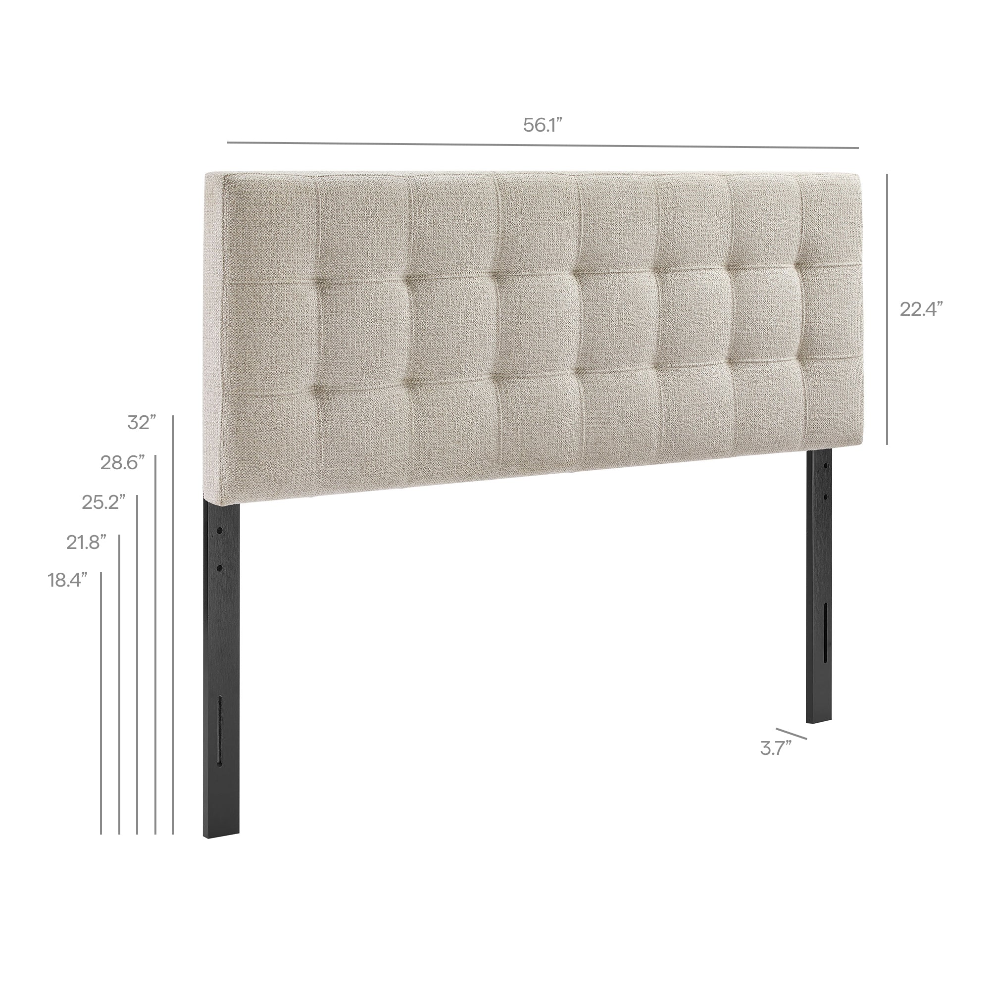 Lily Upholstered Full Size Headboard - Dove