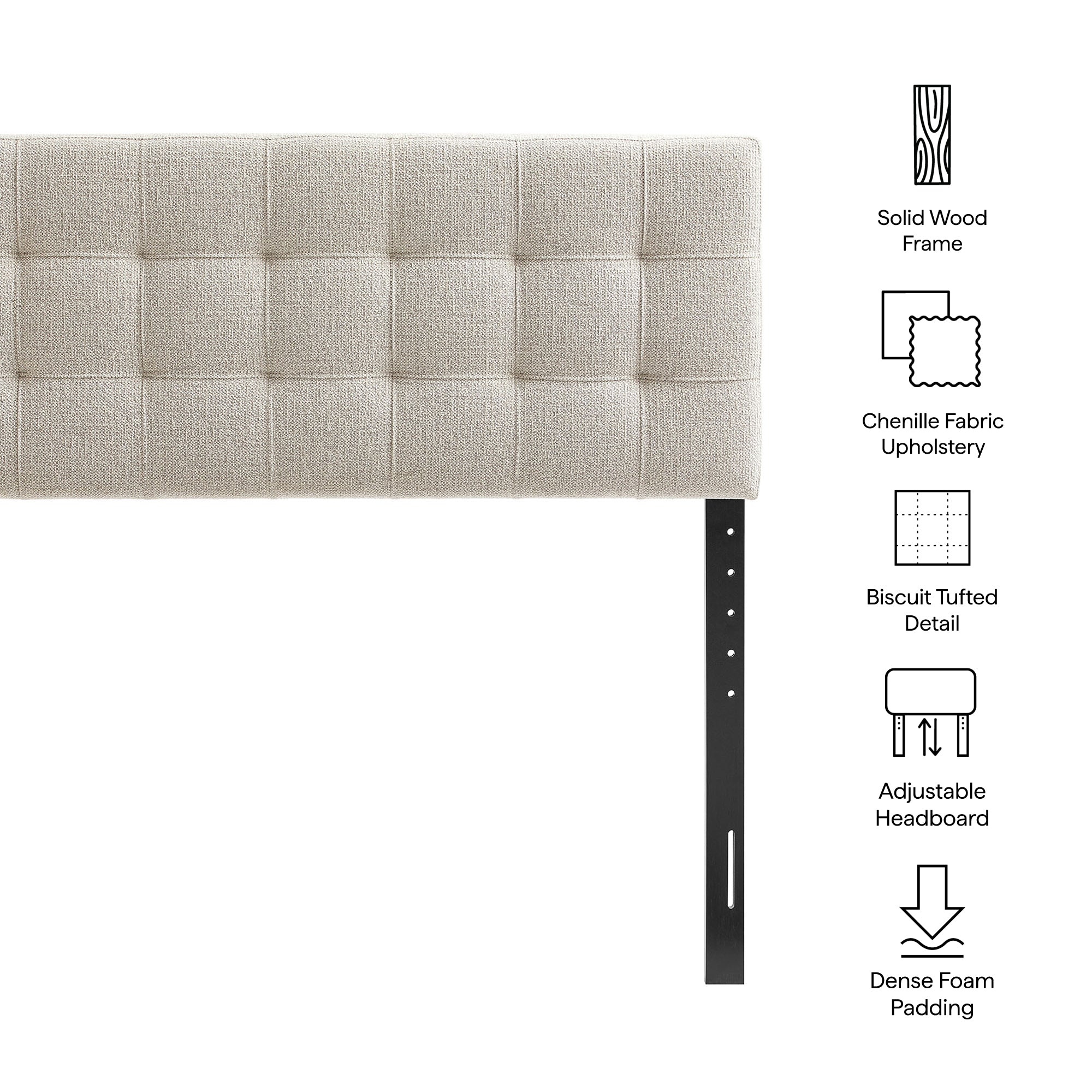 Lily Upholstered Queen Size Headboard - Dove