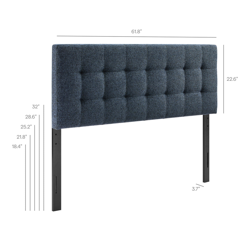 Lily Upholstered Queen Size Headboard - Navy Chenille