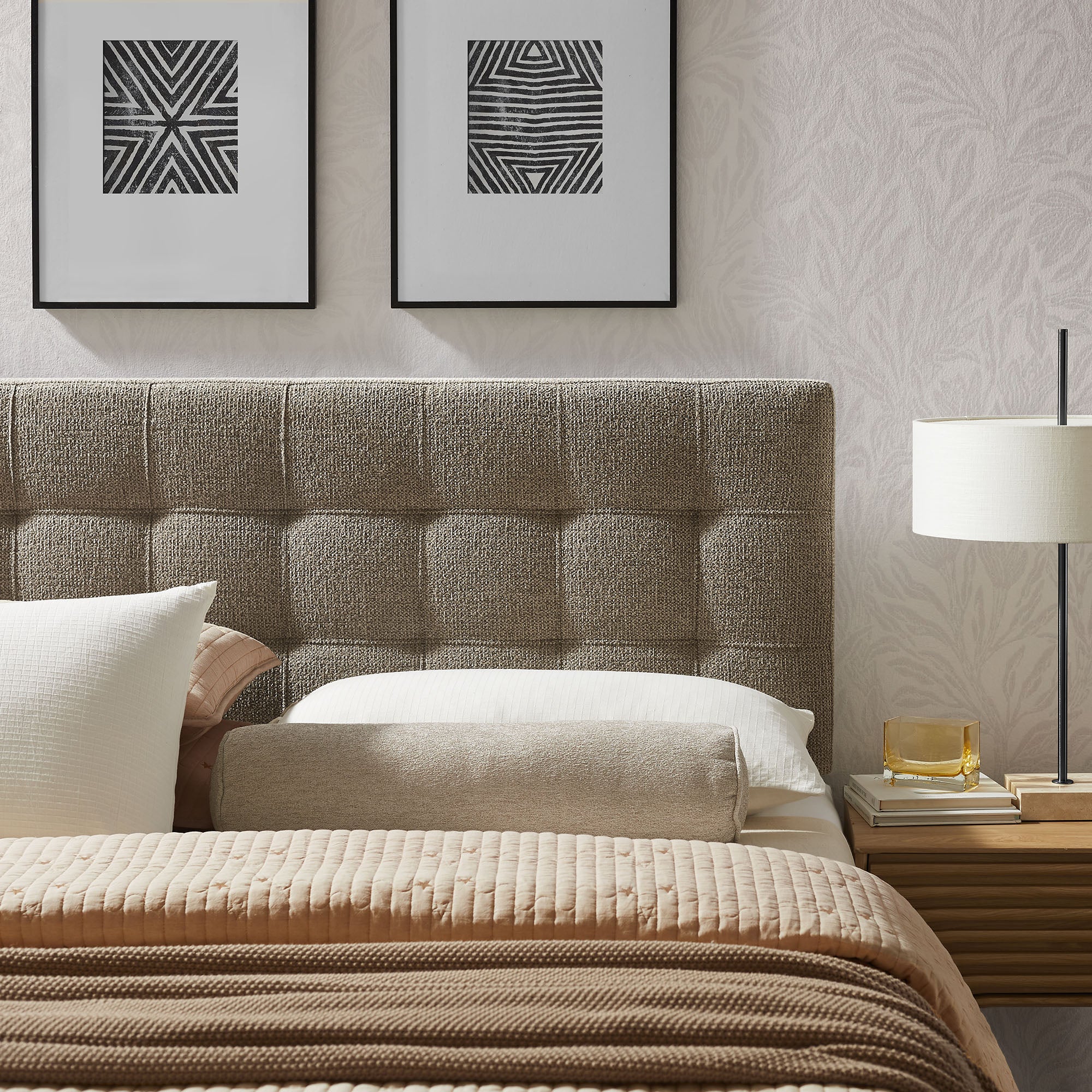 Lily Upholstered Queen Size Headboard - Taupe