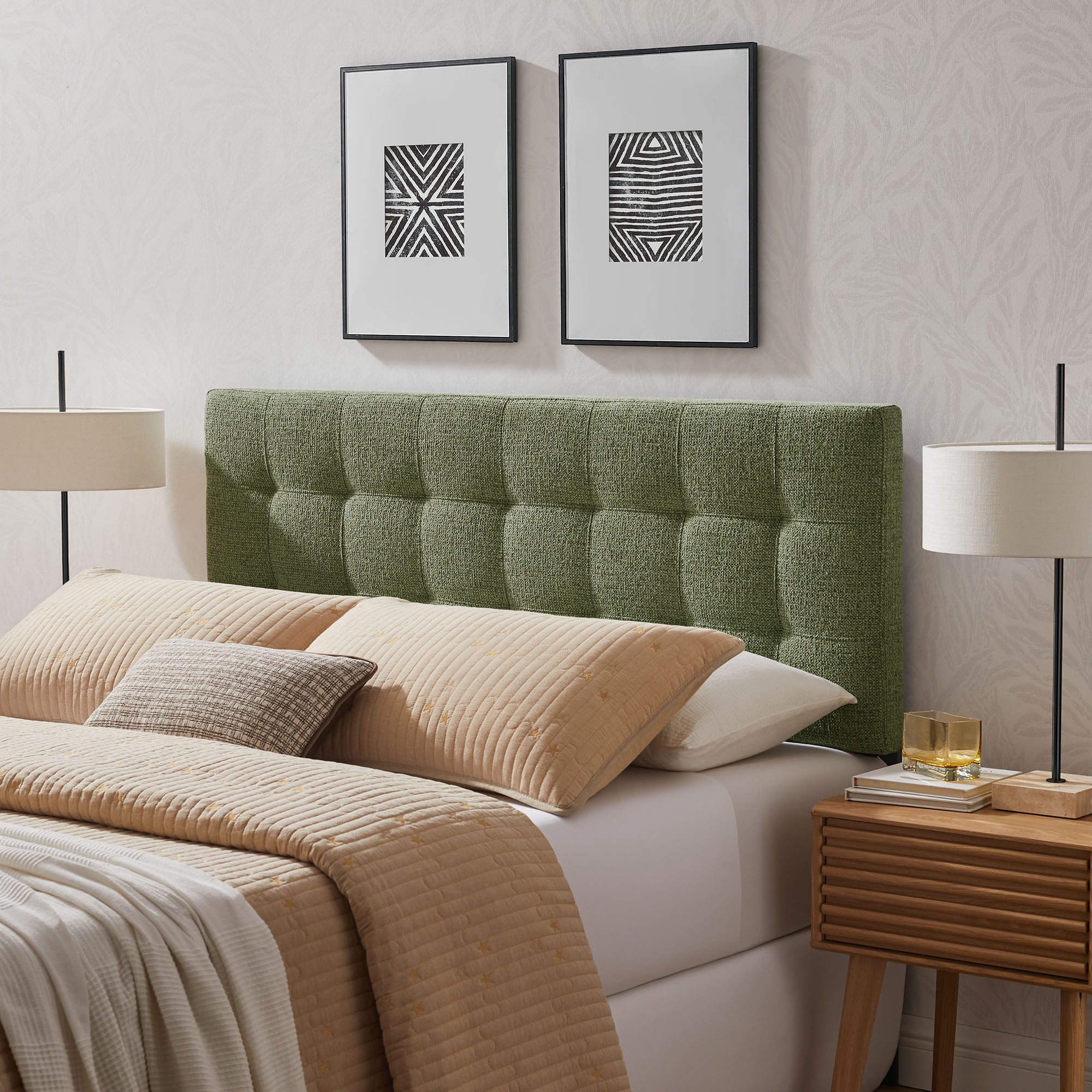 Lily Upholstered King Size Headboard - Leaf