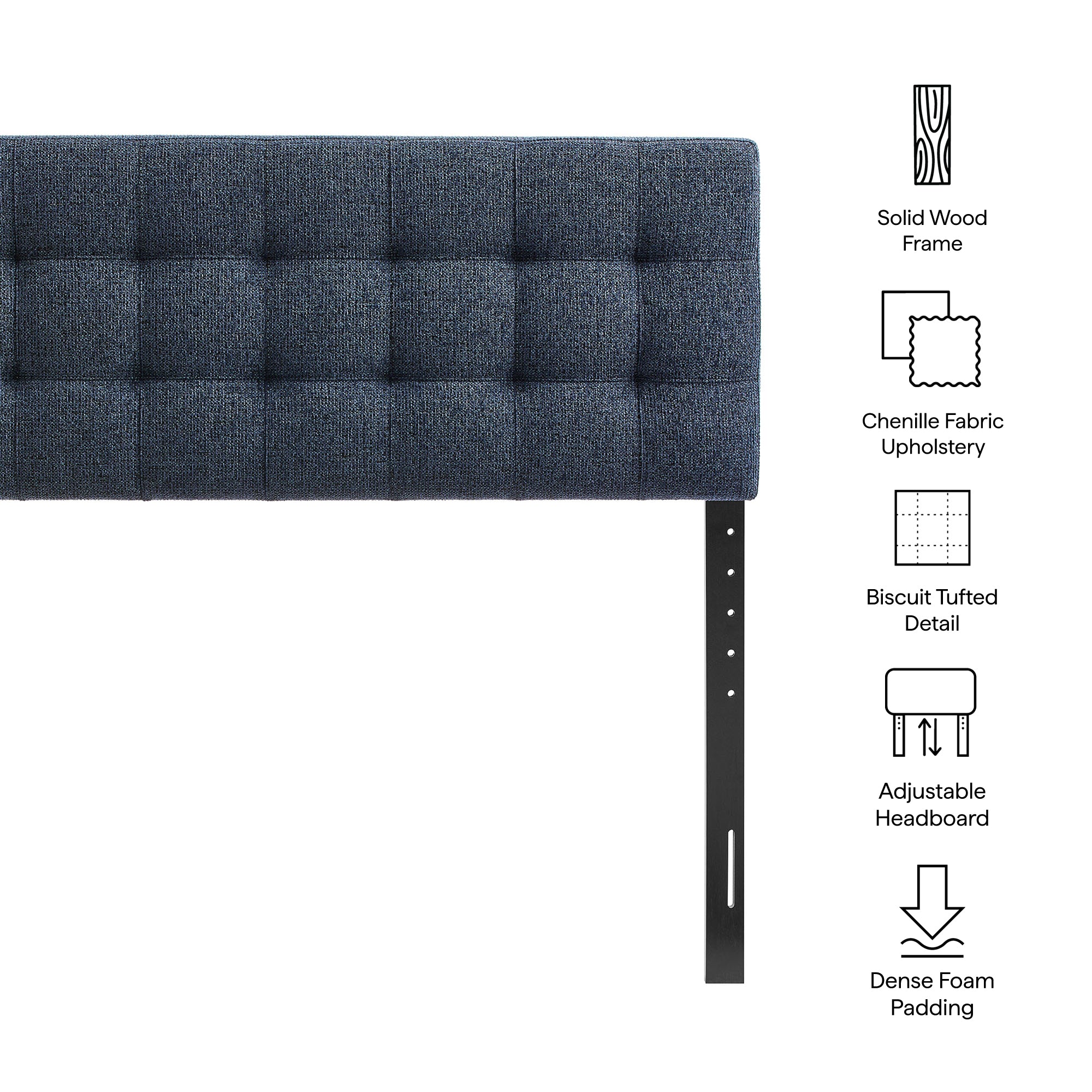 Lily Upholstered King Size Headboard - Navy Chenille