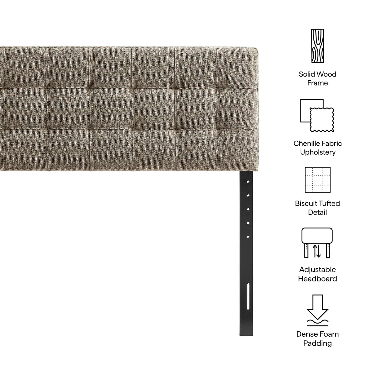 Lily Upholstered King Size Headboard - Taupe