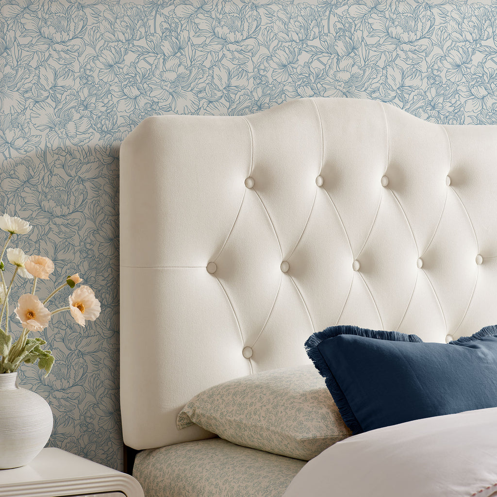 Annabel Stain-Resistant Performance Velvet Twin Headboard - Alabaster