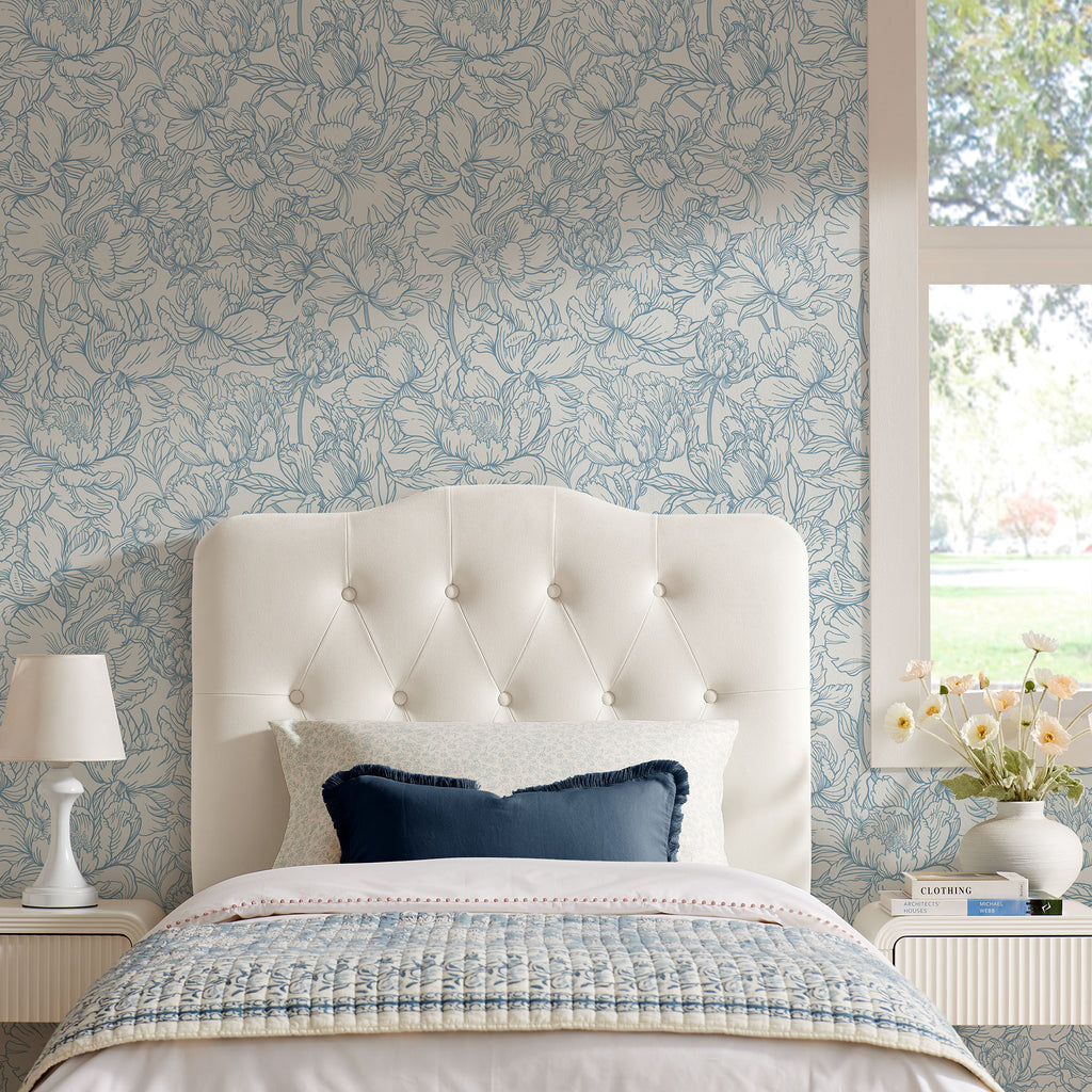 Annabel Stain-Resistant Performance Velvet Twin Headboard - Alabaster