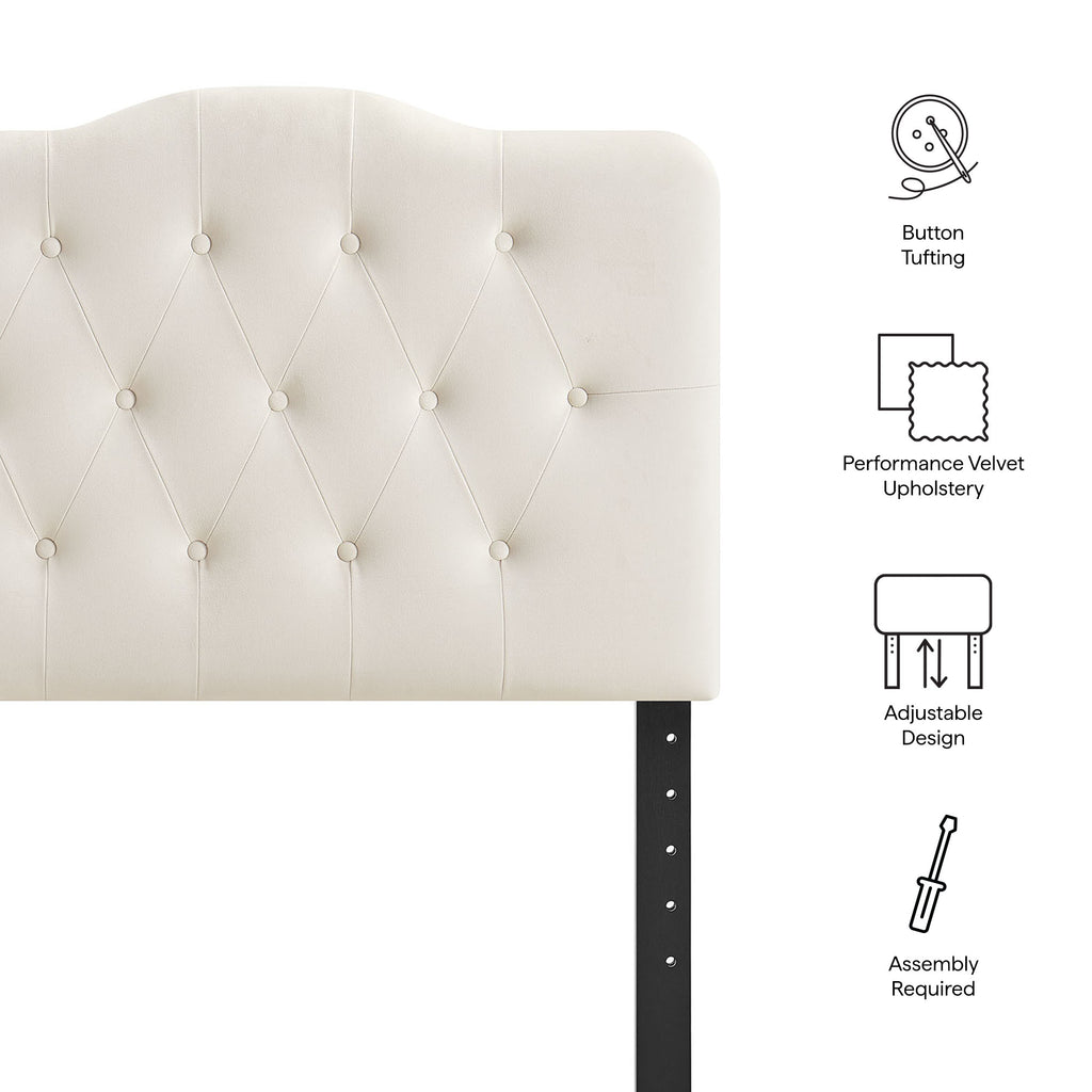 Annabel Stain-Resistant Performance Velvet Twin Headboard - Alabaster