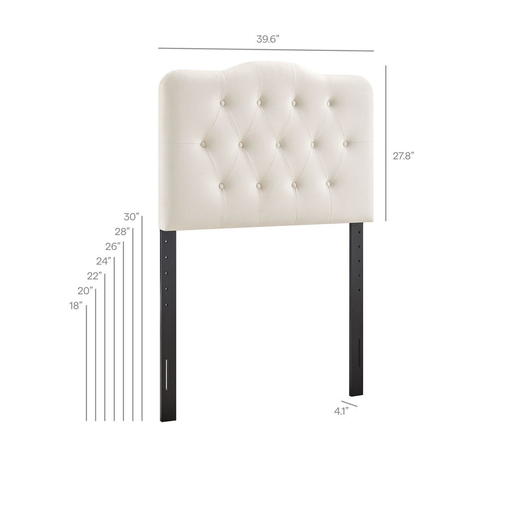 Annabel Stain-Resistant Performance Velvet Twin Headboard - Alabaster