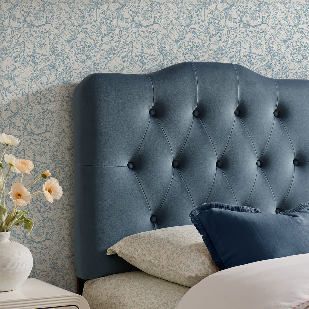 Annabel Stain-Resistant Performance Velvet Twin Headboard - Cadet Blue