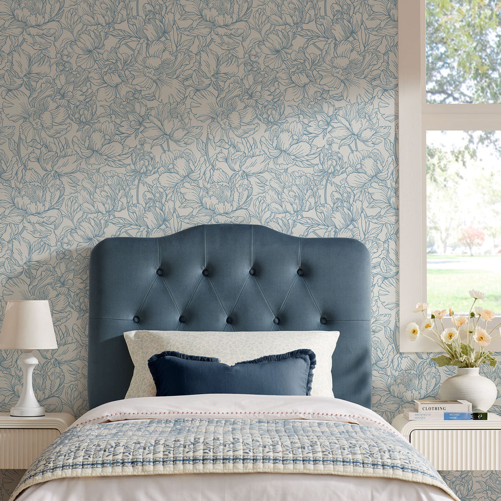 Annabel Stain-Resistant Performance Velvet Twin Headboard - Cadet Blue