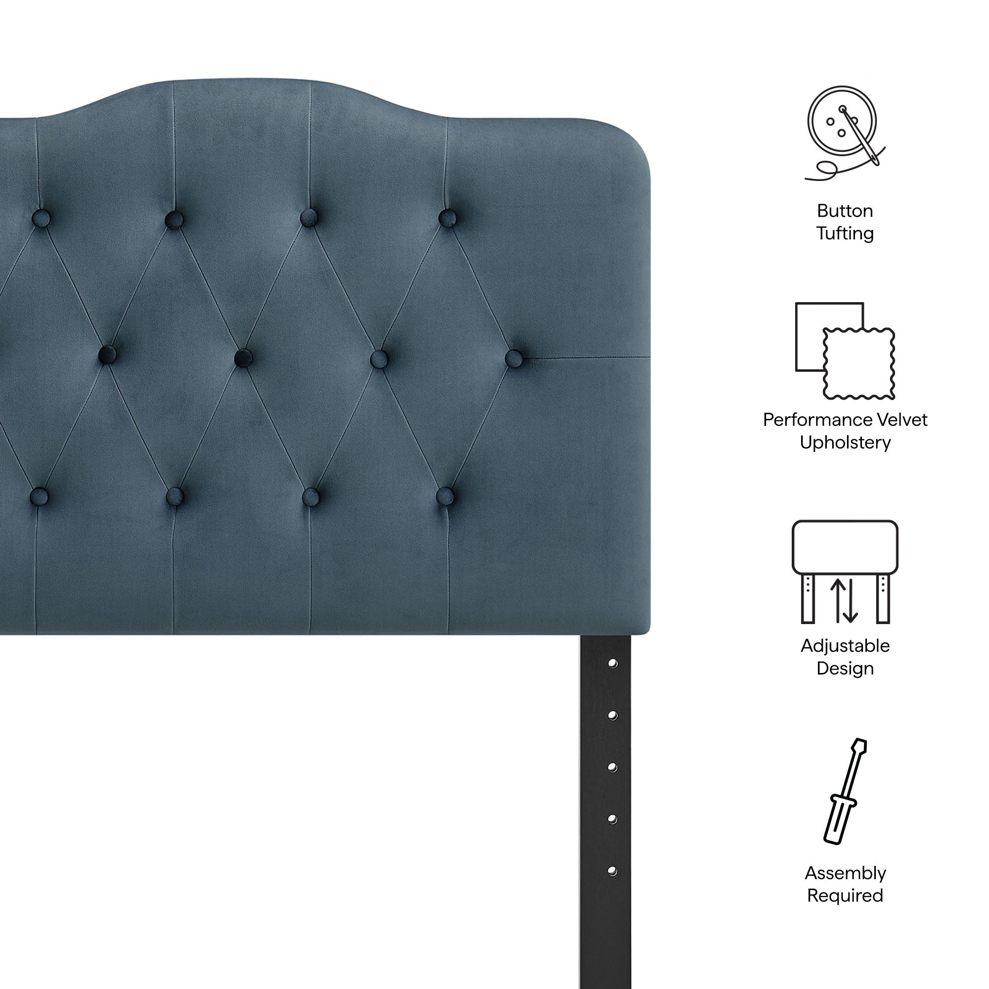Annabel Stain-Resistant Performance Velvet Twin Headboard - Cadet Blue