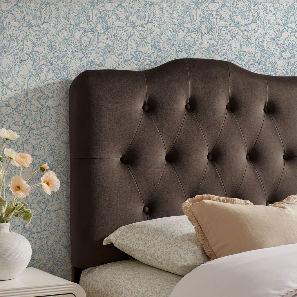 Annabel Stain-Resistant Performance Velvet Twin Headboard - Chocolate Brown
