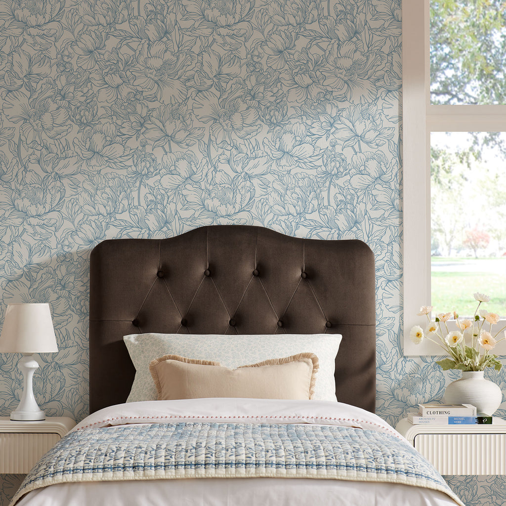 Annabel Stain-Resistant Performance Velvet Twin Headboard - Chocolate Brown