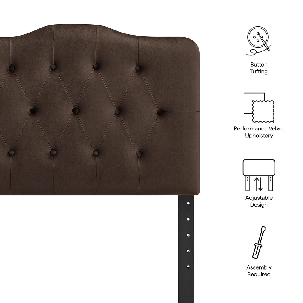 Annabel Stain-Resistant Performance Velvet Twin Headboard - Chocolate Brown