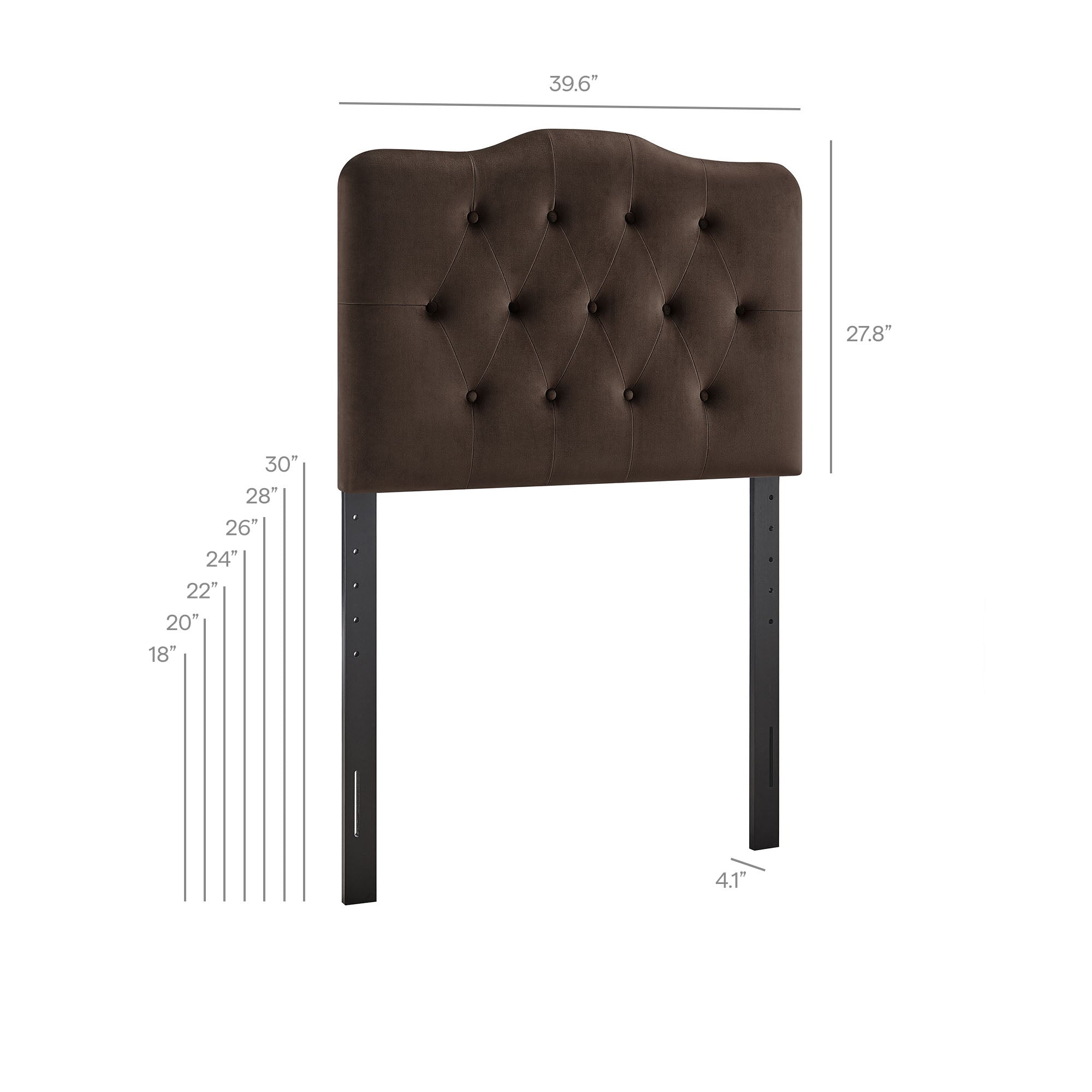 Annabel Stain-Resistant Performance Velvet Twin Headboard - Chocolate Brown