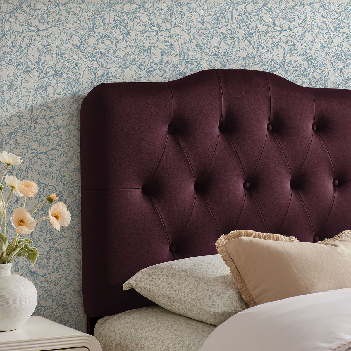 Annabel Stain-Resistant Performance Velvet Twin Headboard - Mulberry