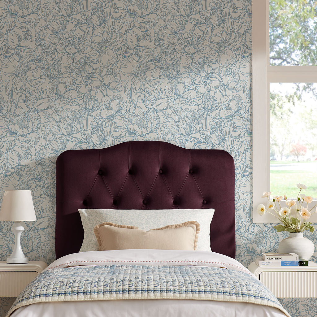 Annabel Stain-Resistant Performance Velvet Twin Headboard - Mulberry