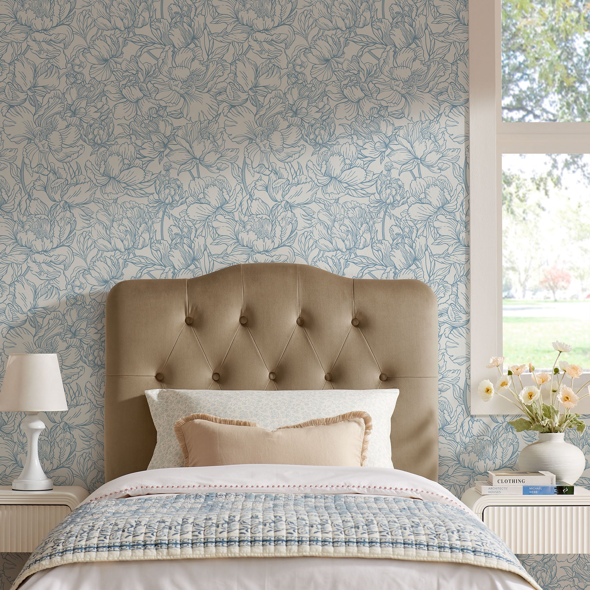 Annabel Stain-Resistant Performance Velvet Twin Headboard - Taupe