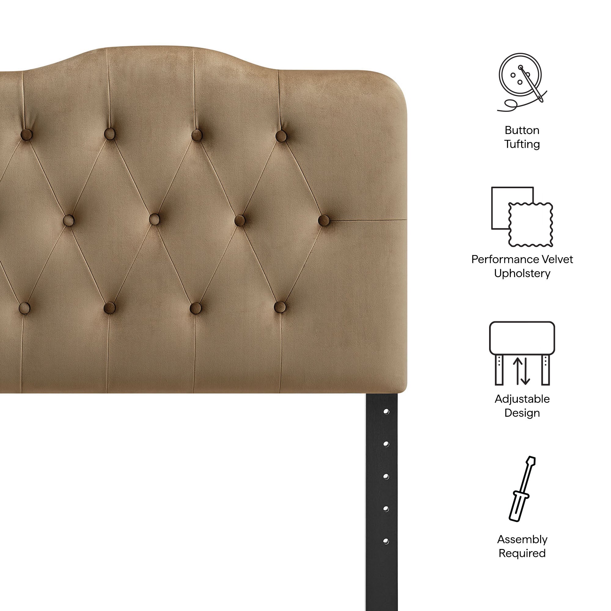 Annabel Stain-Resistant Performance Velvet Twin Headboard - Taupe