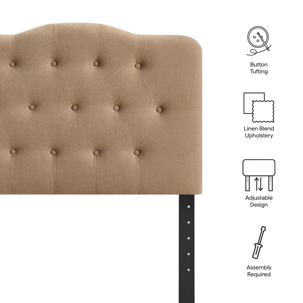 Annabel Premium Linen Blend Twin Headboard - Almond