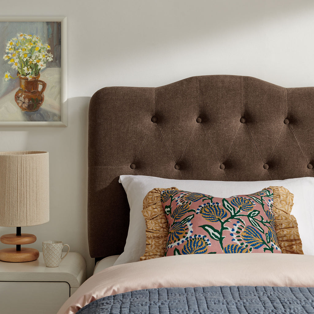 Annabel Premium Linen Blend Twin Headboard - Cocoa